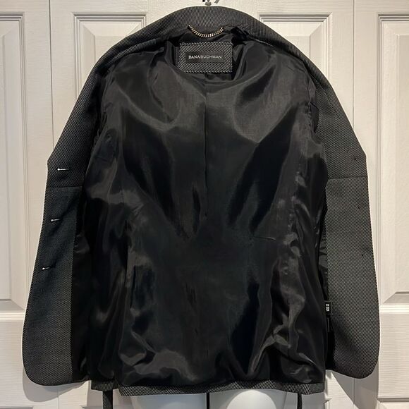 Dana Buchman Navy with White Tiny Polka Dots Wool Belted Blazer Jacket Size 12 - Picture 12 of 15